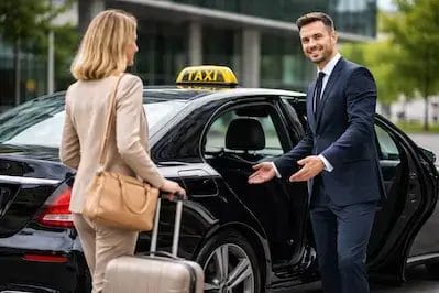 Taxi personenvervoer in Haarlem met comfortabele sedan en professionele chauffeur.